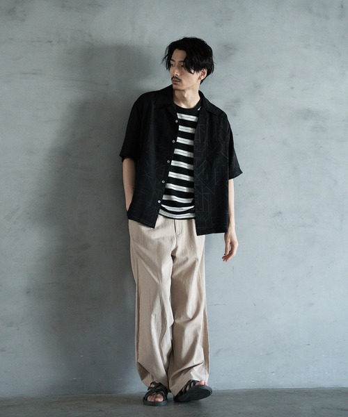 RATTLE TRAP（ラトルトラップ）の「幾何学柄プリント楊柳オープンカラーシャツ（シャツ/ブラウス・メンズ・ホワイト/サックスブルー/ブラック・M/L/LL）」の12枚目の写真