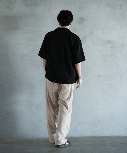 RATTLE TRAP（ラトルトラップ）の「幾何学柄プリント楊柳オープンカラーシャツ（シャツ/ブラウス・メンズ・ホワイト/サックスブルー/ブラック・M/L/LL）」の15枚目の写真