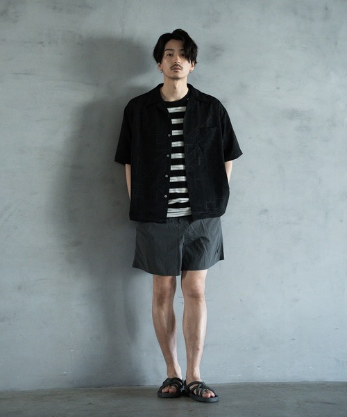 RATTLE TRAP（ラトルトラップ）の「幾何学柄プリント楊柳オープンカラーシャツ（シャツ/ブラウス・メンズ・ホワイト/サックスブルー/ブラック・M/L/LL）」の18枚目の写真