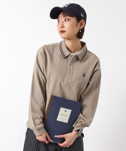 FFEIN（フェイン）の「【FFEIN（フェイン）】衿ライン長袖ポロシャツ / ポロシャツ 鹿の子 Tシャツ 長袖 ワンポイント（ポロシャツ・メンズ・サンドベージュ/ネイビー/ブラック/オフホワイト・SMALL/MEDIUM/LARGE）」の4枚目の写真