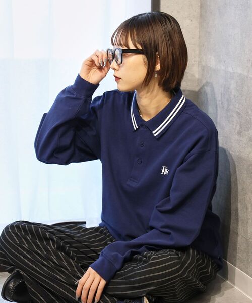 FFEIN（フェイン）の「【FFEIN（フェイン）】衿ライン長袖ポロシャツ / ポロシャツ 鹿の子 Tシャツ 長袖 ワンポイント（ポロシャツ・メンズ・サンドベージュ/ネイビー/ブラック/オフホワイト・SMALL/MEDIUM/LARGE）」の5枚目の写真