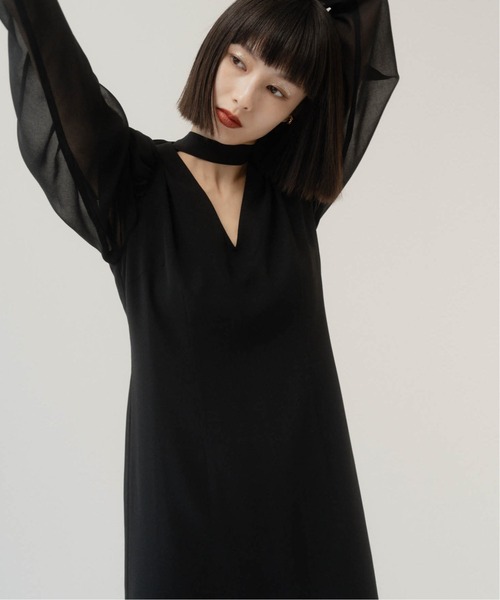 Knuth Marf(クヌースマーフ)の「puff sleeve sheer one piece(ワンピース・レディース・ブラック/その他・X-SMALL/SMALL/MEDIUM)」の6枚目の写真