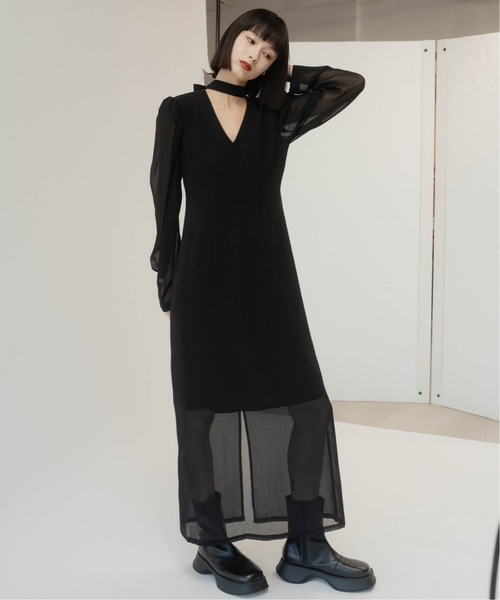 Knuth Marf(クヌースマーフ)の「puff sleeve sheer one piece(ワンピース・レディース・ブラック/その他・X-SMALL/SMALL/MEDIUM)」の11枚目の写真
