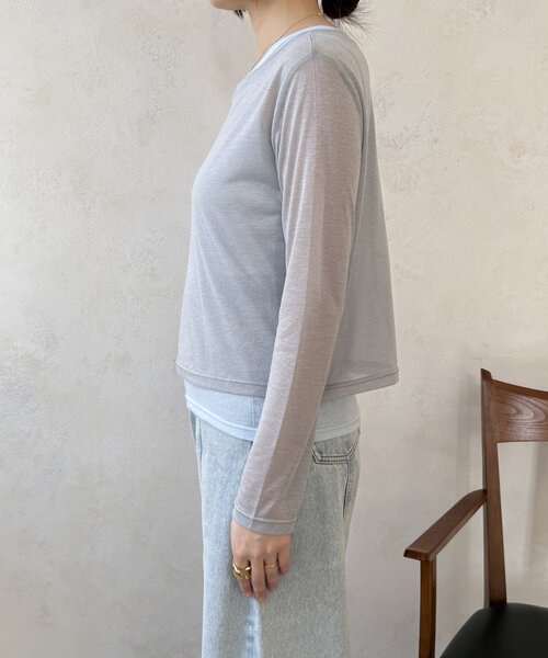 DouDou(ドゥドゥ)の「【WEB限定】セットTEE(Tシャツ/カットソー・レディース・オフホワイト/ライトグレー・FREE)」の19枚目の写真