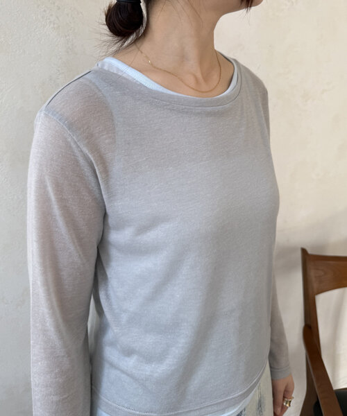 DouDou(ドゥドゥ)の「【WEB限定】セットTEE(Tシャツ/カットソー・レディース・オフホワイト/ライトグレー・FREE)」の22枚目の写真