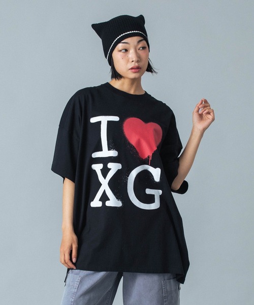X-girl（エックスガール）の「STENCIL I LOVE XG LOGO S/S BIG TEE DRESS（ワンピース・レディース・ホワイト/ブラック・S/M）」の9枚目の写真