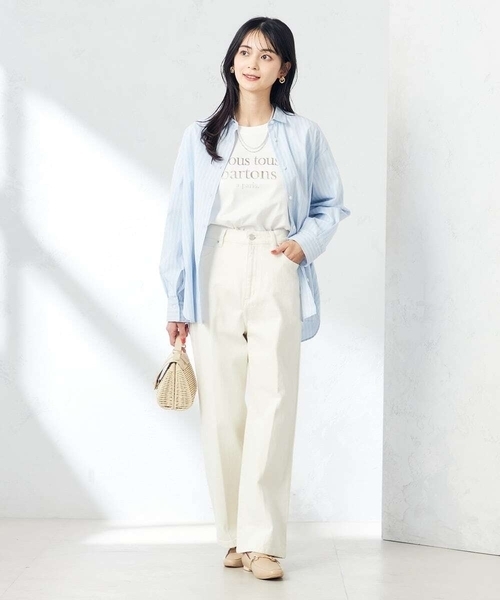 a.v.v(アーヴェヴェ)の「【綿100%】箔プリントロゴロンT(Tシャツ/カットソー・レディース・チャコールグレー/ホワイト・36/34/40/38/42)」の7枚目の写真