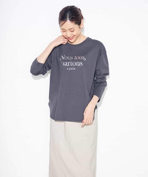 a.v.v(アーヴェヴェ)の「【綿100%】箔プリントロゴロンT(Tシャツ/カットソー・レディース・チャコールグレー/ホワイト・36/34/40/38/42)」の10枚目の写真