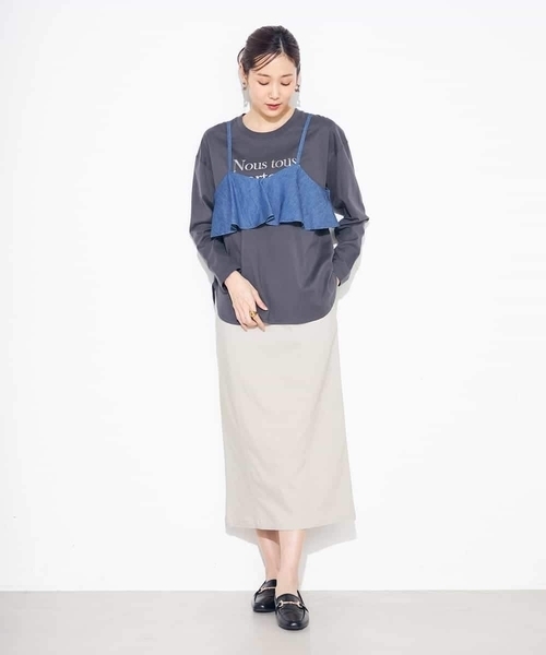 a.v.v(アーヴェヴェ)の「【綿100%】箔プリントロゴロンT(Tシャツ/カットソー・レディース・チャコールグレー/ホワイト・36/34/40/38/42)」の14枚目の写真
