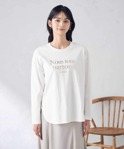 a.v.v(アーヴェヴェ)の「【綿100%】箔プリントロゴロンT(Tシャツ/カットソー・レディース・チャコールグレー/ホワイト・36/34/40/38/42)」の17枚目の写真