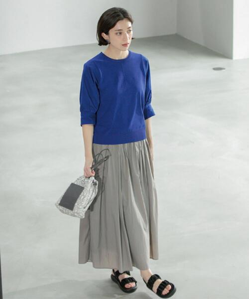 OPAQUE.CLIP（オペークドットクリップ）の「フハクスリーブドッキングニット【洗濯機洗い可】（ニット/セーター・レディース・ブラック/ブラウン系その他/ホワイト/ブルー系その他・36/38/40/42）」の19枚目の写真