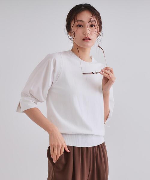 OPAQUE.CLIP（オペークドットクリップ）の「フハクスリーブドッキングニット【洗濯機洗い可】（ニット/セーター・レディース・ブラック/ブラウン系その他/ホワイト/ブルー系その他・36/38/40/42）」の20枚目の写真