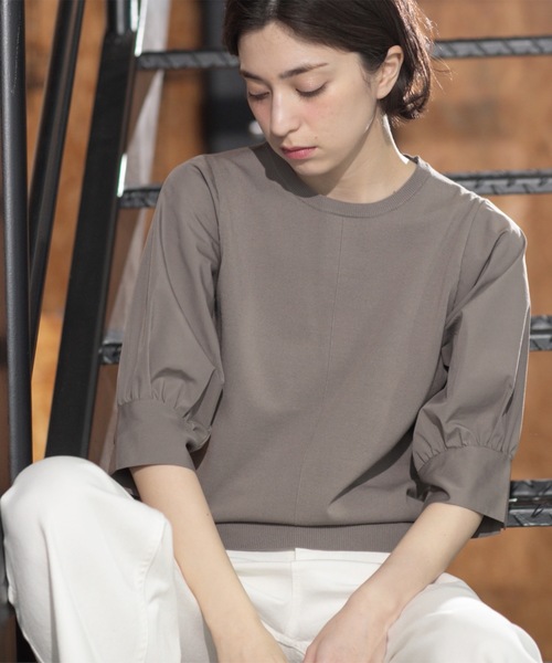 OPAQUE.CLIP（オペークドットクリップ）の「フハクスリーブドッキングニット【洗濯機洗い可】（ニット/セーター・レディース・ブラック/ブラウン系その他/ホワイト/ブルー系その他・36/38/40/42）」の3枚目の写真