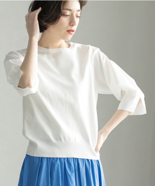 OPAQUE.CLIP（オペークドットクリップ）の「フハクスリーブドッキングニット【洗濯機洗い可】（ニット/セーター・レディース・ブラック/ブラウン系その他/ホワイト/ブルー系その他・36/38/40/42）」の6枚目の写真