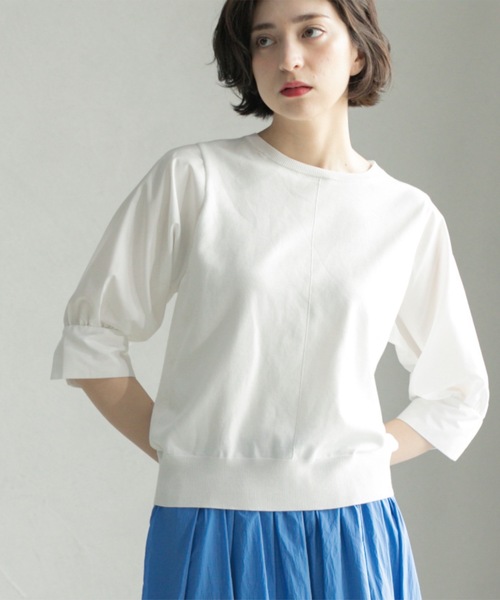 OPAQUE.CLIP（オペークドットクリップ）の「フハクスリーブドッキングニット【洗濯機洗い可】（ニット/セーター・レディース・ブラック/ブラウン系その他/ホワイト/ブルー系その他・36/38/40/42）」の5枚目の写真