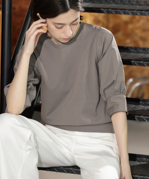 OPAQUE.CLIP（オペークドットクリップ）の「フハクスリーブドッキングニット【洗濯機洗い可】（ニット/セーター・レディース・ブラック/ブラウン系その他/ホワイト/ブルー系その他・36/38/40/42）」の10枚目の写真