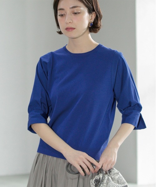 OPAQUE.CLIP（オペークドットクリップ）の「フハクスリーブドッキングニット【洗濯機洗い可】（ニット/セーター・レディース・ブラック/ブラウン系その他/ホワイト/ブルー系その他・36/38/40/42）」の8枚目の写真