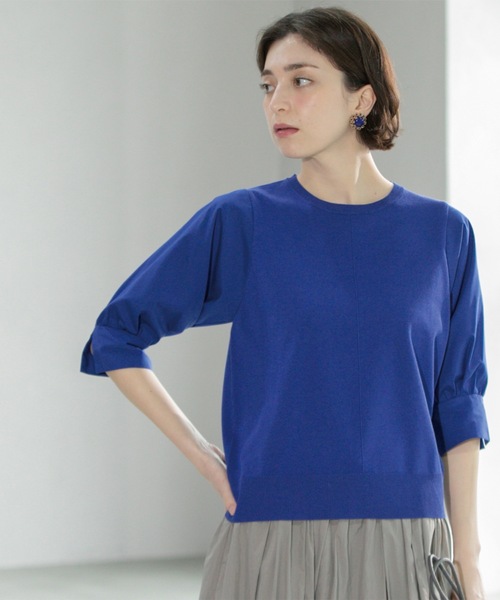 OPAQUE.CLIP（オペークドットクリップ）の「フハクスリーブドッキングニット【洗濯機洗い可】（ニット/セーター・レディース・ブラック/ブラウン系その他/ホワイト/ブルー系その他・36/38/40/42）」の7枚目の写真