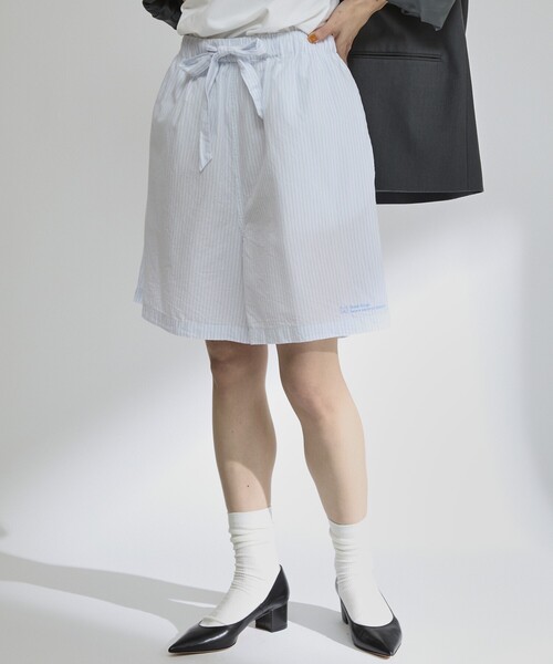 Firsthand(ファーストハンド)の「MA Firsthand/マ ファーストハンド BASIC LOGO STRIPE SHORT PANTS / ベーシックロゴストライプショーツ(その他パンツ・レディース・ピンク/ホワイト/サックスブルー・FREE)」の2枚目の写真