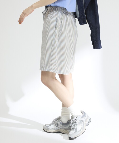 Firsthand(ファーストハンド)の「MA Firsthand/マ ファーストハンド BASIC LOGO STRIPE SHORT PANTS / ベーシックロゴストライプショーツ(その他パンツ・レディース・ピンク/ホワイト/サックスブルー・FREE)」の5枚目の写真