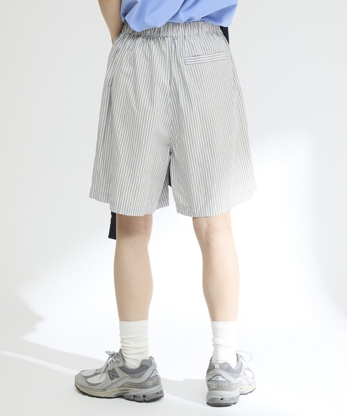 Firsthand(ファーストハンド)の「MA Firsthand/マ ファーストハンド BASIC LOGO STRIPE SHORT PANTS / ベーシックロゴストライプショーツ(その他パンツ・レディース・ピンク/ホワイト/サックスブルー・FREE)」の6枚目の写真