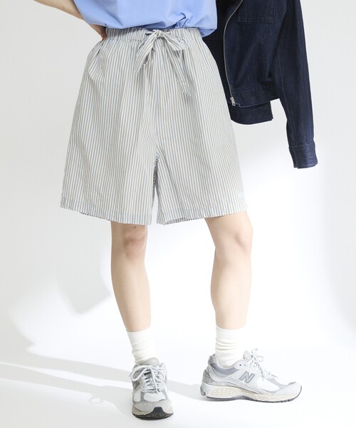 Firsthand(ファーストハンド)の「MA Firsthand/マ ファーストハンド BASIC LOGO STRIPE SHORT PANTS / ベーシックロゴストライプショーツ(その他パンツ・レディース・ピンク/ホワイト/サックスブルー・FREE)」の9枚目の写真