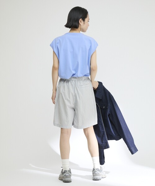 Firsthand(ファーストハンド)の「MA Firsthand/マ ファーストハンド BASIC LOGO STRIPE SHORT PANTS / ベーシックロゴストライプショーツ(その他パンツ・レディース・ピンク/ホワイト/サックスブルー・FREE)」の16枚目の写真