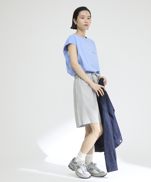 Firsthand(ファーストハンド)の「MA Firsthand/マ ファーストハンド BASIC LOGO STRIPE SHORT PANTS / ベーシックロゴストライプショーツ(その他パンツ・レディース・ピンク/ホワイト/サックスブルー・FREE)」の17枚目の写真