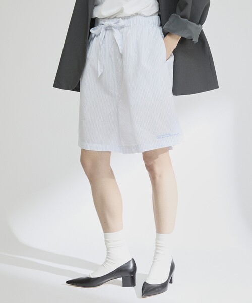 Firsthand(ファーストハンド)の「MA Firsthand/マ ファーストハンド BASIC LOGO STRIPE SHORT PANTS / ベーシックロゴストライプショーツ(その他パンツ・レディース・ピンク/ホワイト/サックスブルー・FREE)」の22枚目の写真