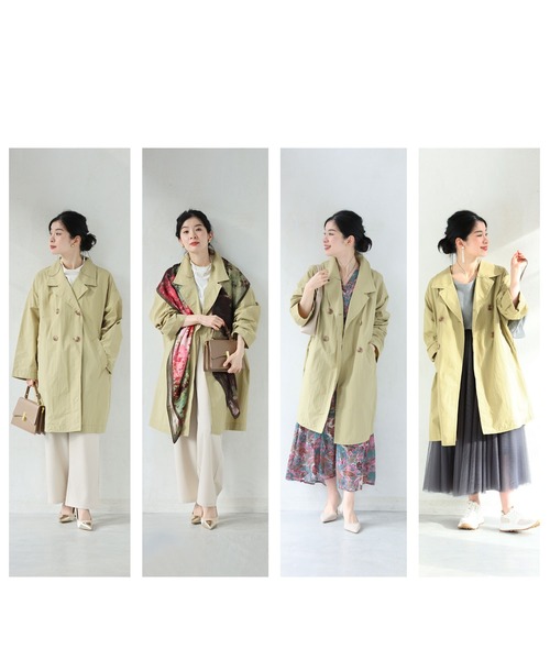 cawaii（カワイイ）の「定番デザインの軽やかライトコート（トレンチコート・レディース・ネイビー/ベージュ・FREE）」の5枚目の写真