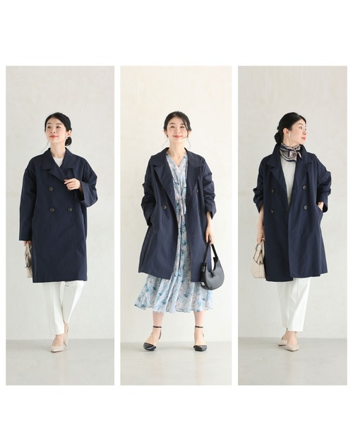 cawaii（カワイイ）の「定番デザインの軽やかライトコート（トレンチコート・レディース・ネイビー/ベージュ・FREE）」の10枚目の写真