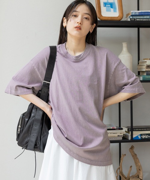 RAGEBLUE（レイジブルー）の「ロゴ刺繍ピグメントルーズTシャツ（Tシャツ/カットソー・レディース・ブラック/グレー/ピンク/ブルー・FREE）」の4枚目の写真