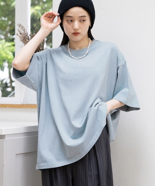 RAGEBLUE（レイジブルー）の「ロゴ刺繍ピグメントルーズTシャツ（Tシャツ/カットソー・レディース・ブラック/グレー/ピンク/ブルー・FREE）」の3枚目の写真