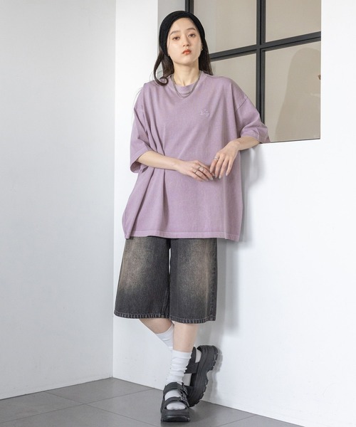 RAGEBLUE（レイジブルー）の「ロゴ刺繍ピグメントルーズTシャツ（Tシャツ/カットソー・レディース・ブラック/グレー/ピンク/ブルー・FREE）」の21枚目の写真