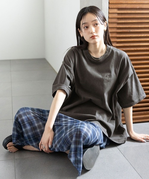 RAGEBLUE（レイジブルー）の「ロゴ刺繍ピグメントルーズTシャツ（Tシャツ/カットソー・レディース・ブラック/グレー/ピンク/ブルー・FREE）」の7枚目の写真