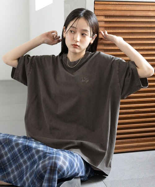 RAGEBLUE（レイジブルー）の「ロゴ刺繍ピグメントルーズTシャツ（Tシャツ/カットソー・レディース・ブラック/グレー/ピンク/ブルー・FREE）」の8枚目の写真