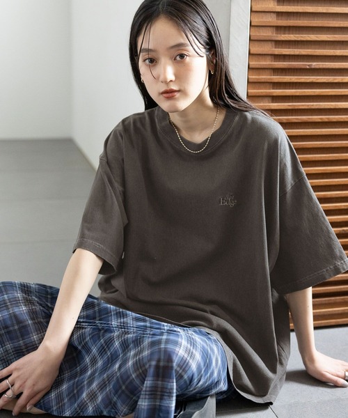 RAGEBLUE（レイジブルー）の「ロゴ刺繍ピグメントルーズTシャツ（Tシャツ/カットソー・レディース・ブラック/グレー/ピンク/ブルー・FREE）」の9枚目の写真