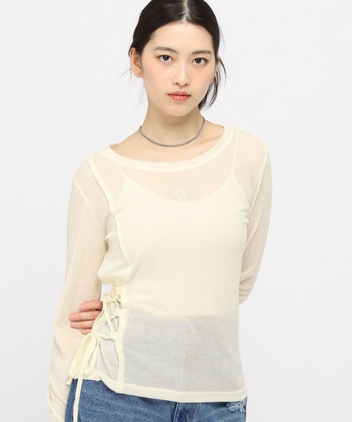 3.3 Field Trip （3.3フィールドトリップ）の「3.3 Field Trip／サイドレースアップロングスリーブ（Tシャツ/カットソー・レディース・チャコール/ブルー/アイボリー・FREE）」の3枚目の写真