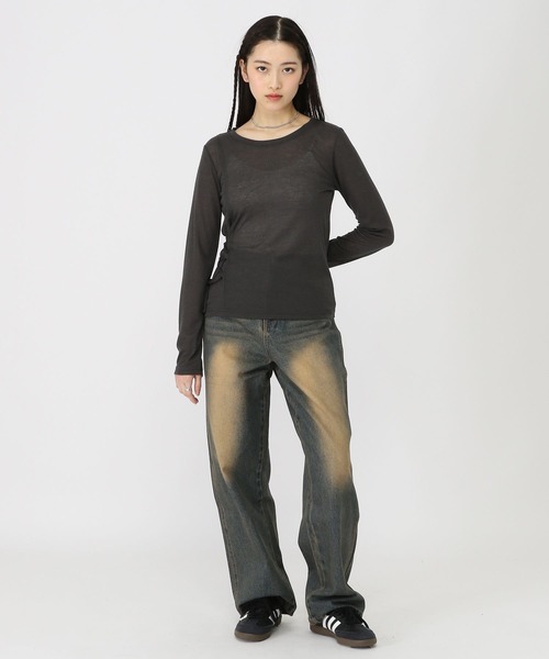 3.3 Field Trip （3.3フィールドトリップ）の「3.3 Field Trip／サイドレースアップロングスリーブ（Tシャツ/カットソー・レディース・チャコール/ブルー/アイボリー・FREE）」の5枚目の写真