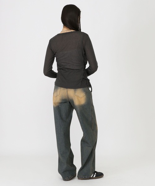 3.3 Field Trip （3.3フィールドトリップ）の「3.3 Field Trip／サイドレースアップロングスリーブ（Tシャツ/カットソー・レディース・チャコール/ブルー/アイボリー・FREE）」の7枚目の写真