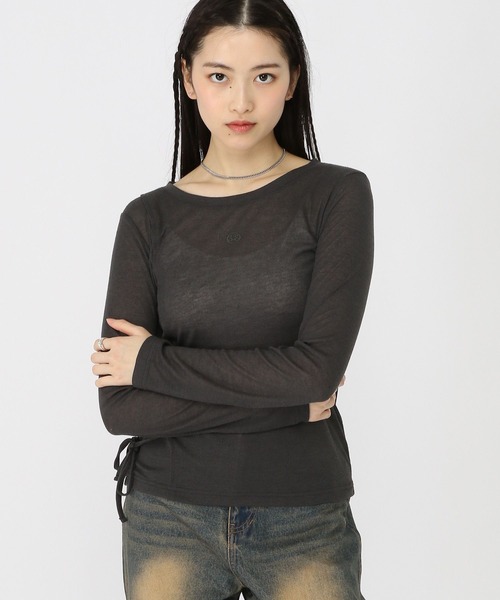 3.3 Field Trip （3.3フィールドトリップ）の「3.3 Field Trip／サイドレースアップロングスリーブ（Tシャツ/カットソー・レディース・チャコール/ブルー/アイボリー・FREE）」の10枚目の写真