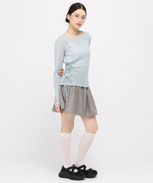 3.3 Field Trip （3.3フィールドトリップ）の「3.3 Field Trip／サイドレースアップロングスリーブ（Tシャツ/カットソー・レディース・チャコール/ブルー/アイボリー・FREE）」の12枚目の写真