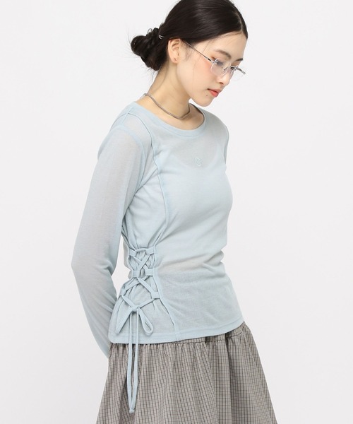 3.3 Field Trip （3.3フィールドトリップ）の「3.3 Field Trip／サイドレースアップロングスリーブ（Tシャツ/カットソー・レディース・チャコール/ブルー/アイボリー・FREE）」の15枚目の写真