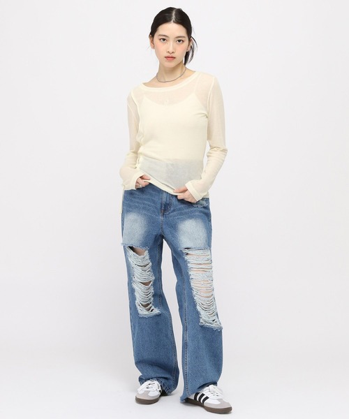 3.3 Field Trip （3.3フィールドトリップ）の「3.3 Field Trip／サイドレースアップロングスリーブ（Tシャツ/カットソー・レディース・チャコール/ブルー/アイボリー・FREE）」の20枚目の写真