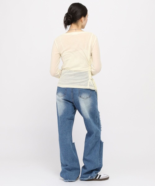 3.3 Field Trip （3.3フィールドトリップ）の「3.3 Field Trip／サイドレースアップロングスリーブ（Tシャツ/カットソー・レディース・チャコール/ブルー/アイボリー・FREE）」の22枚目の写真