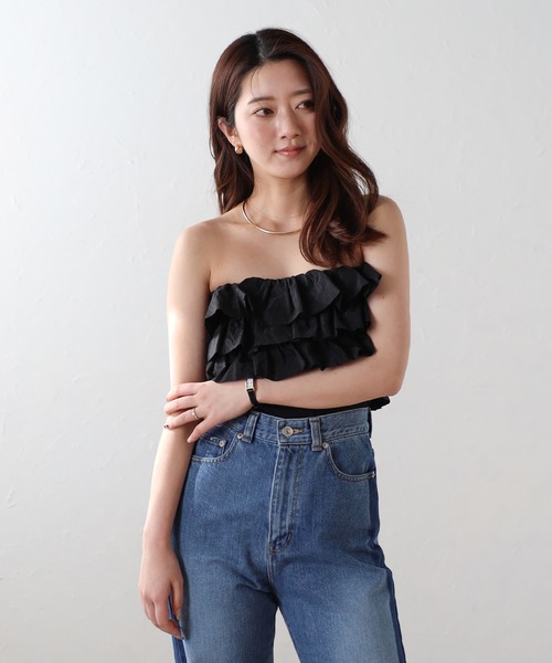 セール】frill bare top / フリルベアトップ（チューブトップ