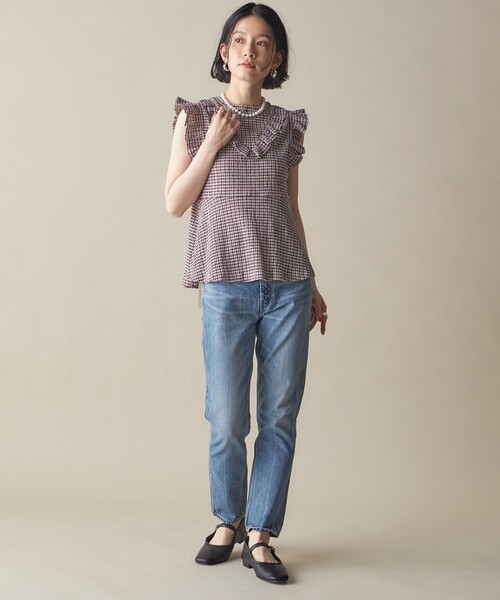 SHIPS(シップス)の「NINE CASE:〈手洗い可能〉フリル ノースリーブ トップス(その他トップス・レディース・ワイン/ブラック・ONE SIZE)」の15枚目の写真
