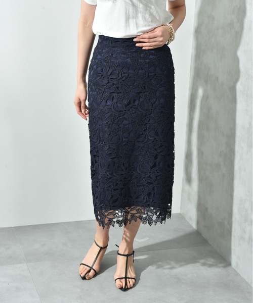 INTERPLANET（インタープラネット）の「ケミカルレースＢＡＣＫファスナータイトスカート（スカート・レディース・ネイビー/ブラック・FREE）」の17枚目の写真