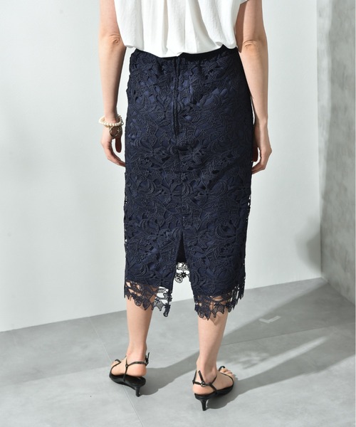 INTERPLANET（インタープラネット）の「ケミカルレースＢＡＣＫファスナータイトスカート（スカート・レディース・ネイビー/ブラック・FREE）」の19枚目の写真