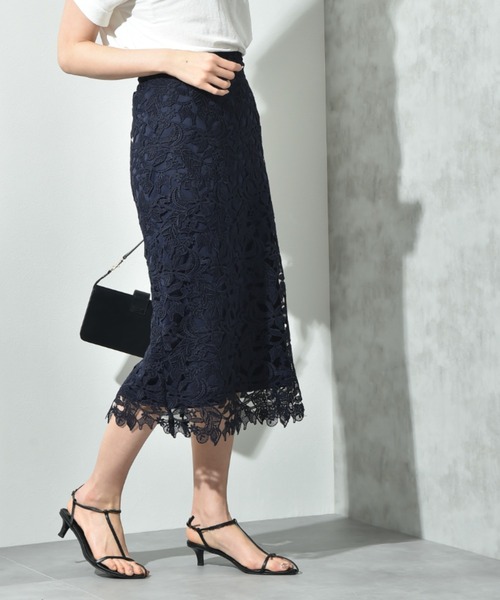 INTERPLANET（インタープラネット）の「ケミカルレースＢＡＣＫファスナータイトスカート（スカート・レディース・ネイビー/ブラック・FREE）」の16枚目の写真